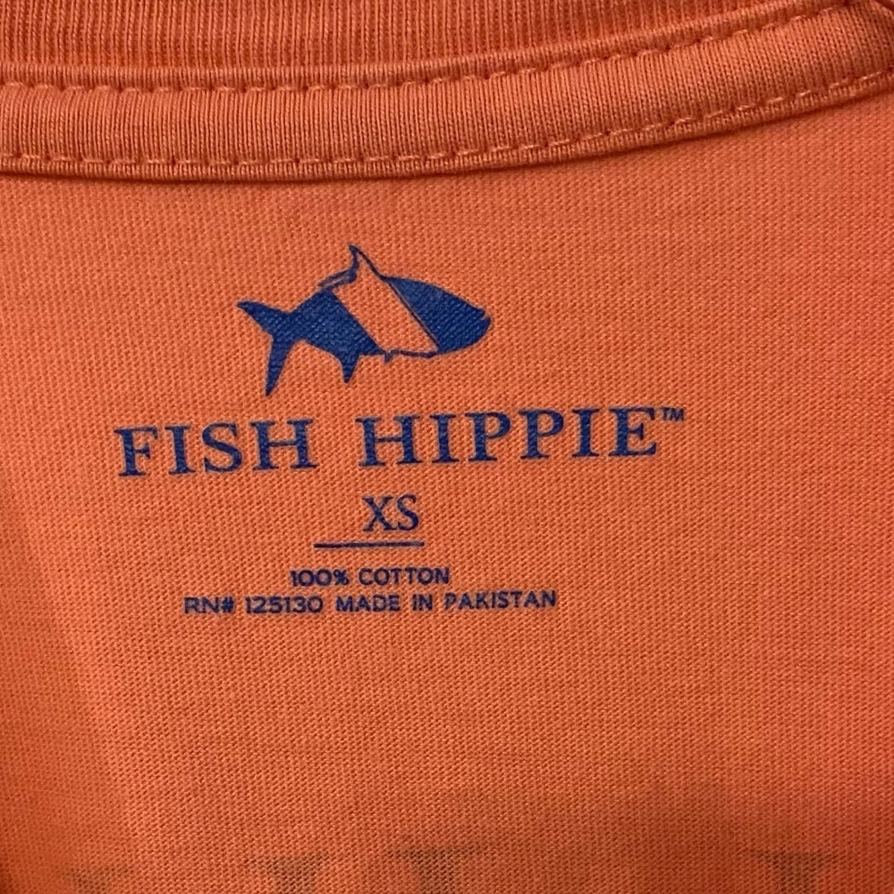 Fish Hippie Long Sleeve T-shirt Sz XS Salmon Logo 100% Cotton - Picture 2 of 7